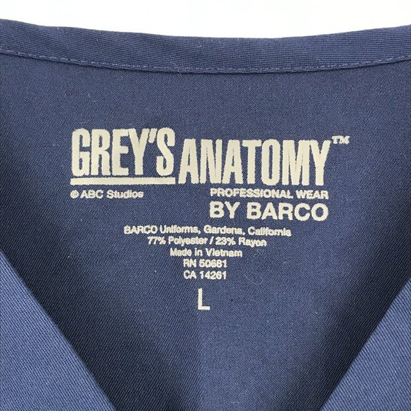 Barco Greys Anatomy Womens Scrub Top Large Blue Short Sleeve Shirt Pockets Nurse - Picture 4 of 15
